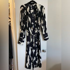 Office button down dress with tie